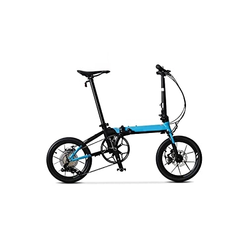Folding Bike : Mens Bicycle Folding Bicycle Bike Aluminum Alloy Frame Speed Disc Brake Inner Wiring Portable Light Cycling (Color : White) (Blue)