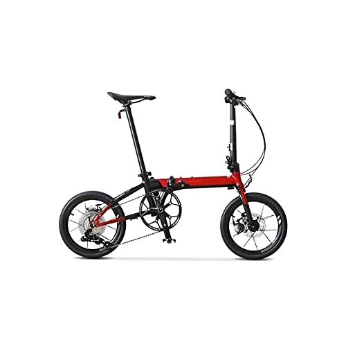 Folding Bike : Mens Bicycle Folding Bicycle Bike Aluminum Alloy Frame Speed Disc Brake Inner Wiring Portable Light Cycling (Color : White) (Red)