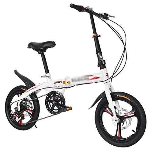 Folding Bike : MFZJ1 16'' Folding Bike, Aluminum alloy three-knife integrated wheel, 6 Speed transmission, Foldable Compact Bicycle with Anti-Skid, Adult Student Folding Bike