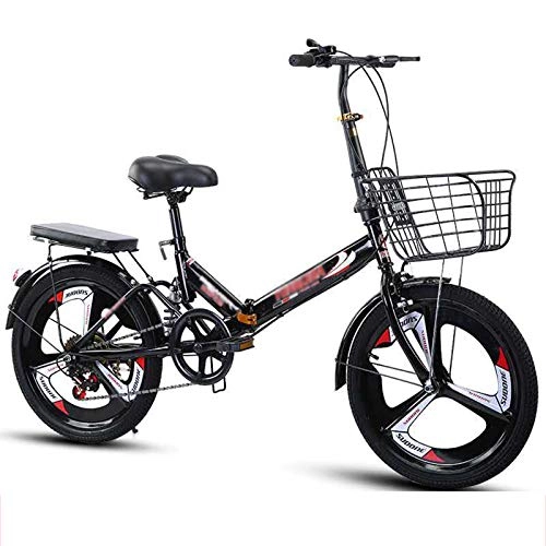 Folding Bike : MFZJ1 20" 7 Speed City Folding Compact Bike Bicycle Urban Commuter, With Shock Absorption, Steel Frame Mudguard Rear Carrier Front Rear Wheel, with Basket