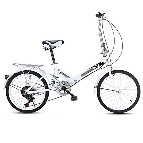Folding Bike : MFZJ1 20" Folding City Bike Bicycle, Single speed, With shock absorption, Steel Frame Mudguard Rear Carrier Front Rear Wheel, Spoke Wheels Bicycle