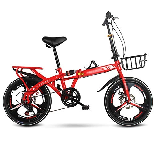 Folding Bike : MFZJ1 Compact Folding Bike Lightweight Bicycle Urban Commuter with Back Rack, 7-Speed Folding Bike 16 / 20-Inch, Adult Small Student Bicycle Folding Carrier Bicycle Bike