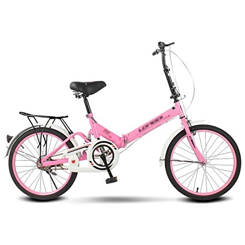 Folding Bike : MFZJ1 Folding Bike City Commuter Shock-absorbing Bicycle with Rear Lights Lightweight Bicycle for Adults and Teenagers, Single Speed Bicycle, 16 / 20 Inch