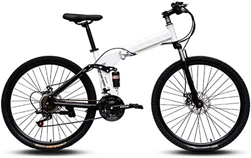 Folding Bike : MG Mountain Bikes, Folding High Carbon Steel Frame 26 Inch Variable Speed Double Shock Absorption Three Cutter Wheels Foldable Bicycle 6-8, E, 21 speed