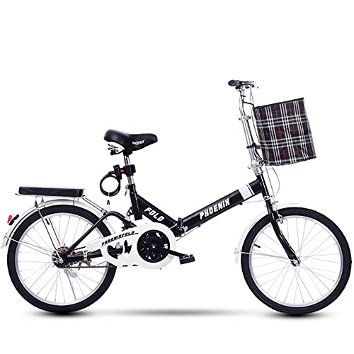 Folding Bike : MIAOYO 20" Single Speed Folding Bike, Portable Shock Absorption Commuter Bicycle, Ultralight City Bike Bicycle For Adult Ladies Men Unisex(V-brake), Black, 20
