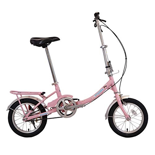 Folding Bike : MIAOYO Single Speed City Bicycle, Ultralight Portable Foldable BMX Bike For Men Women, Commuter Bicycle Adjustable Seat Handlebar, Mini Folding Bike, Pink, 14