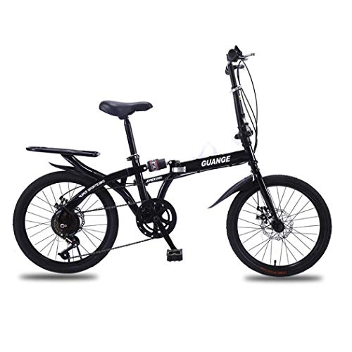 Folding Bike : Milky Way 16-20inch Foldable Bicycle, Variable Speed Portable Double Disc Brake Lightweight Folding Bike for Adult Student Children (Black, 16 inch)