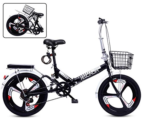 Folding Bike : min min 20-Inch Student Folding Mountain Bike for Men And Women, Folding Speed Bicycle Damping Bicycle, Road Bicycle Dual Disc Brake Bicycle (Color : Variable Speed, Size : Black)