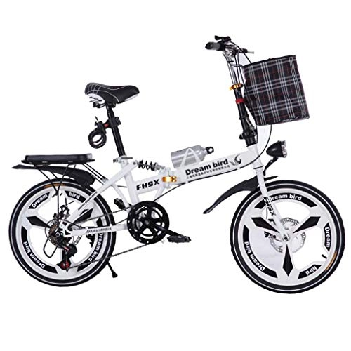 Folding Bike : min min Bicycle Folding Shifting Disc Brakes 20 Inch Shock Absorption Unisex Ultralight Portable Folding Bicycle (Color : Red, Size : 150 * 35 * 110cm) (Color : 150 * 35 * 110cm, Size : White)