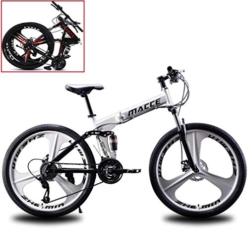 Folding Bike : min min Mountain Bike Bicycle Adult Folding 26 Inch Double Shock-Absorbing Off-Road Speed Racing Boys And Girls Bicycle, for Man, Woman, City, Aerobic Exercise, Endurance (Color : White)