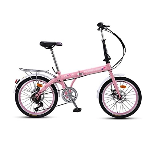 Folding Bike : Mini Compact Road Bike For Leisure City Mountain Bike, 7 Speed Folding Bike For Men Women 20in Adult Students Ultra-Light Portable Women's City Mountain Cycling(Color:pink)