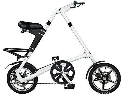 Folding Bike : Mini Folding Bicycle 16 "Dual Disc Brakes Folding City Bike Wheel Aluminum Frame White, 16inch