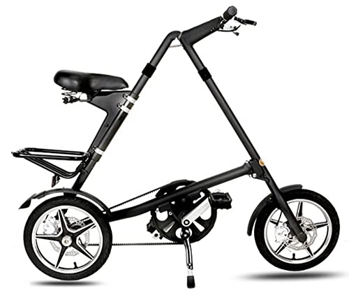 Folding Bike : Mini Folding Bicycle Portable Folding City Bike Dual Disc Brakes 16"Wheel Aluminum Frame Black, 16inch