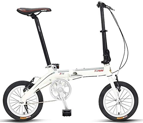 Folding Bike : Mini Folding Bike, Adults 14" Single Speed Foldable Bicycle, Junior School Students Light Weight Folding Bike, Lightweight Portable, (Color : White)