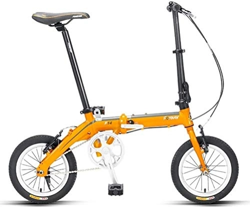 Folding Bike : Mini Folding Bike, Adults 14" Single Speed Foldable Bicycle, Junior School Students Light Weight Folding Bike, Lightweight Portable, (Color : Yellow)