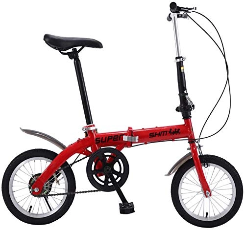 Folding Bike : Mini Folding Bike, For Women Children 14 Inch Lightweight Small Portable Bicycle, Red