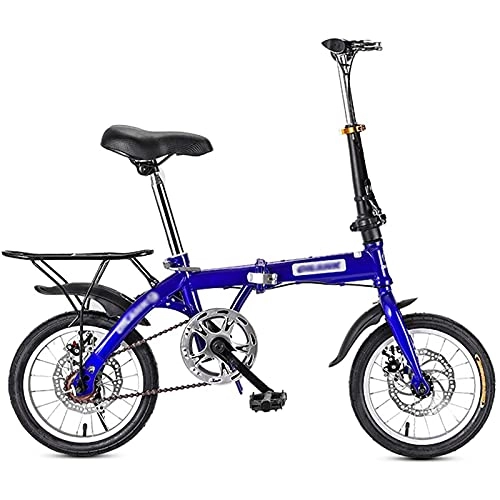 Folding Bike : Mini Folding Bike Road Bike Adult Man Woman Student Bike City Bike Lightweight Bike (Size: 14 Inches / 16 Inches / 20 Inches) Blue, 14 inches