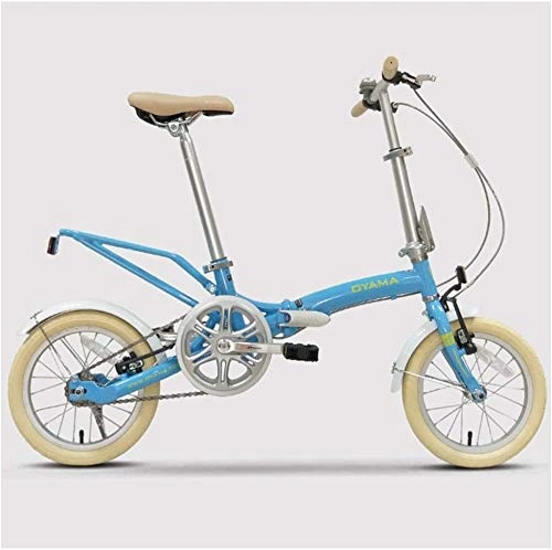 Folding Bike : Mini Folding Bikes, 14 Inch Adults Women Single Speed Foldable Bicycle, Lightweight Portable Super Compact Urban Commuter Bicycle, (Color : Blue)