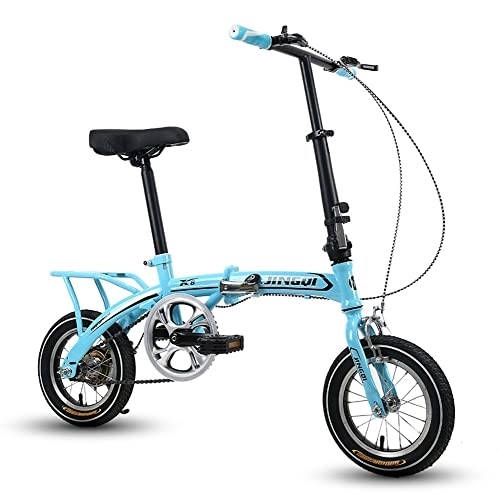 Folding Bike : Mini Folding Mountain Bike, 12 Inch Dustproof Bicycl Low Friction Wear Resistant Tires, Effortless Ride, Breathable and Smooth Soft Cushion Blue, 12in