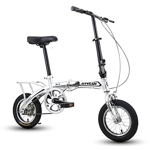 Folding Bike : Mini Folding Mountain Bike, 12 Inch Dustproof Bicycl Low Friction Wear Resistant Tires, Effortless Ride, Breathable and Smooth Soft Cushion Silver, 12in