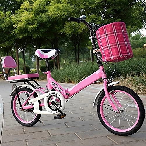 Folding Bike : Mini Portable Commuter Bike, Comfortable Mobile Portable Compact Lightweight Folding Bicycle Adult Student Lightweight Bike, Pink, 16 inches