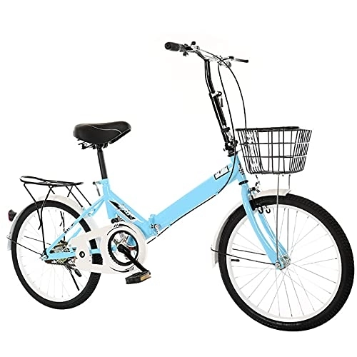 Folding Bike : Mini Portable Commuter Bike, Folding Bike 20-Inch Men's And Women's Adult Primary And Secondary School Students Children Kids Big Kids Bike, Blue