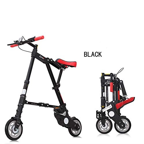 Folding Bike : Mini Step Folding Bicycle Bold version of the load bearing larger and more stable 8-inch wheel folding bike, Black, L