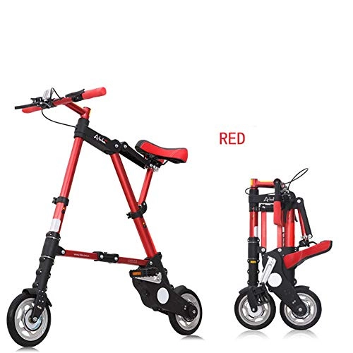 Folding Bike : Mini Step Folding Bicycle Bold version of the load bearing larger and more stable 8-inch wheel folding bike, Red, S