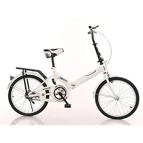 Folding Bike : Minkui Casual folding bike for men and women Compact city commuting Front clamp / rear brake blue 20 inches-white