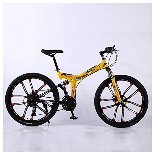 Folding Bike : MJKT Soft tail bicycle, 26 Inch 21 Speed Lightweight Folding Mountain Bike Small Portable Disc brake shock absorption Outroad Bicycles 05