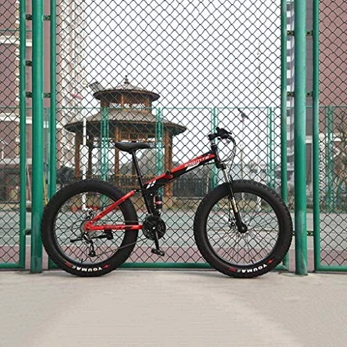 Folding Bike : MJY 24 inch Mountain Bikes, High-Carbon Steel Soft Tail Folding Bike, Off-Road Mountain Bicycle Adjustable Seat, Double Shock Absorption 7-10, Black Red
