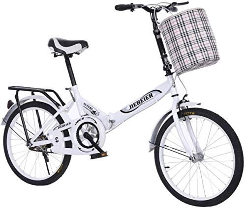 Folding Bike : MJY Bicycle Folding Bicycle, 20" Folding Foldable Bike Wheel Alloy Lightweight Commuter City Caravan Bicycle 6-24, White