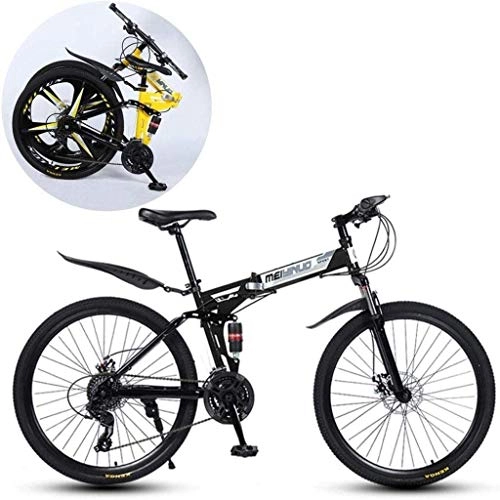 Folding Bike : MJY Bicycle Mountain Bikes, Folding High Carbon Steel Frame 26 inch Variable Speed Double Shock Absorption Foldable Bicycle 7-2, 21 Speed
