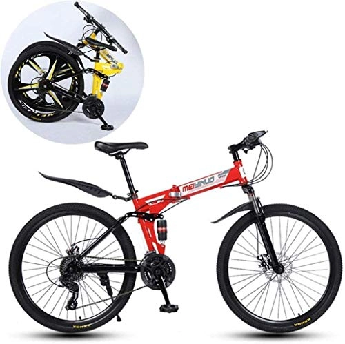 Folding Bike : MJY Bicycle Mountain Bikes, Folding High Carbon Steel Frame 26 inch Variable Speed Double Shock Absorption Foldable Bicycle 7-2, 24 Speed
