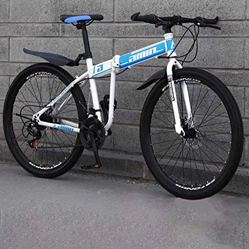 Folding Bike : MJY Bikes 26 inch Folding Bike, Shock Absorption Bicycle, Double Disc Brake, High Carbon Steel Frame, Rider Height 165-180Cm, Soft Tail Frame 5-27, 24 Speed