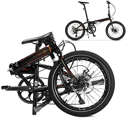 Folding Bike : MJY Bikes Foldable Bicycle 20 Inch, 8-Speed Folding Bicycle Bike, MTB Bicycle with Double Disc Brake, Unisex Lightweight Commuter Bike 5-29, Black