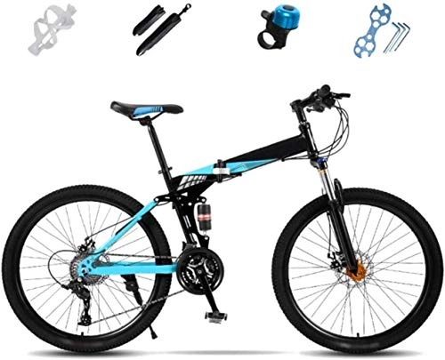 Folding Bike : MJY Bikes Folding Bicycle Bike, 27-Speed Full Suspension Bicycle, Off-Road MTB Bike, Unisex Foldable Commuter Bike, Double Disc Brake 5-25, 26
