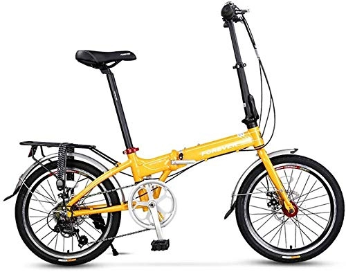 Folding Bike : Mnjin Road Bike Aluminum Alloy Folding Bicycle Variable Speed Flywheel Double Disc Brakes Aluminum Alloy Drums Male and Female Road Mountain Bike 20 Inches
