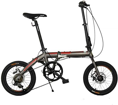 Folding Bike : Mnjin Road Bike Folding Bicycle Aluminum Alloy Front and Rear Disc Brakes Variable Speed Folding Bicycle 16 Inch 7 Speed