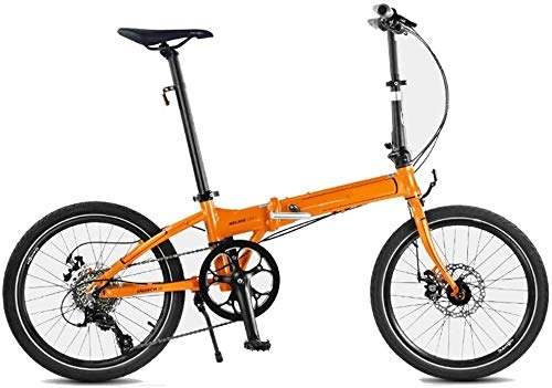 Folding Bike : Mnjin Road Bike Folding Bicycle Double Disc Brakes Aluminum Alloy Frame Men and Women Models Bicycle 20 Inch 8 Speed