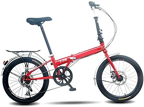 Folding Bike : Mnjin Road Bike Folding Bicycle Front and Rear Disc Brakes to Install Shelf Version of Variable Speed Folding Bike 20 Inch