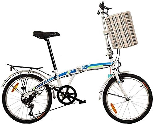 Folding Bike : Mnjin Road Bike Folding Mountain Bike High Carbon Steel Frame Shifting Belt Shelf Folding Bike 20 Inch 7 Speed