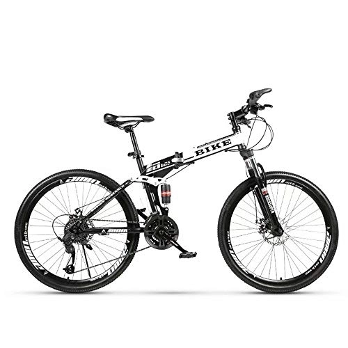 Folding Bike : MOLVUS Foldable MountainBike 24 / 26 Inches, MTB Bicycle with Spoke Wheel, White