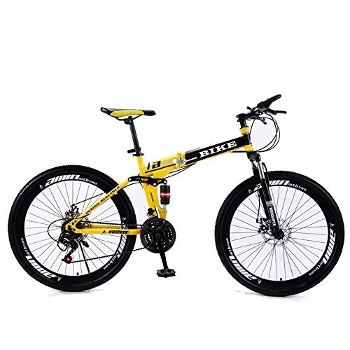 Folding Bike : MOLVUS Foldable MountainBike 24 / 26 Inches, MTB Bicycle with Spoke Wheel, Yellow
