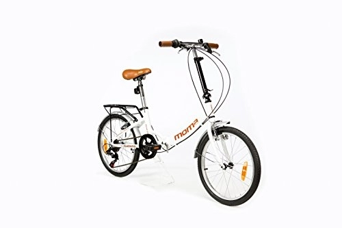 Folding Bike : Moma Bikes, First Class Folding City bike 20", white, Aluminum, SHIMANO 6 Speeds, Comfort Saddle