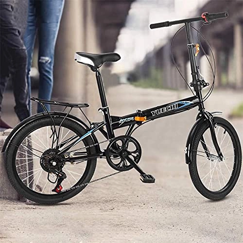 Folding Bike : MOME Youth 20 inch steel V brake full suspension non slip mountain bike, 7 speed adult folding bike, it has 7 speeds to deal with hilly terrain, and the speed is very stable