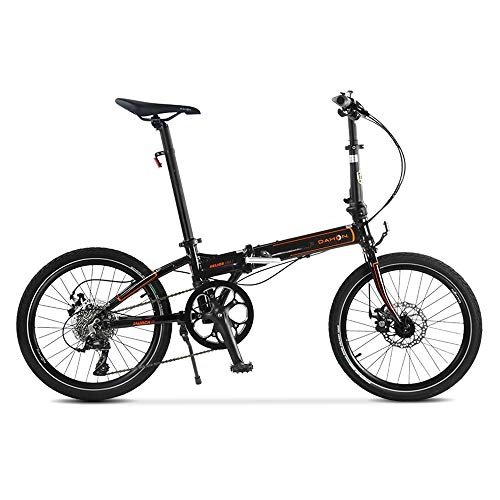 Folding Bike : MoMi 20 Inch Folding Bike Aluminum Alloy Disc Brake Version P8 Speed Ultra Light Folding Bike, Black