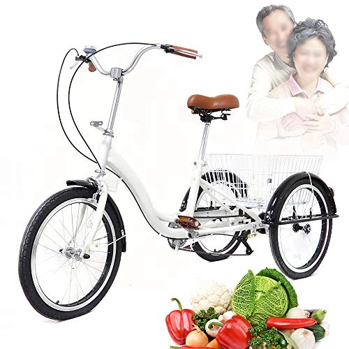 Folding Bike : MOMOJA 3 Wheels Bicycle Adult Tricycle for Women Men Carbon Steel Adult Tricycle Bike with Basket for Shopping