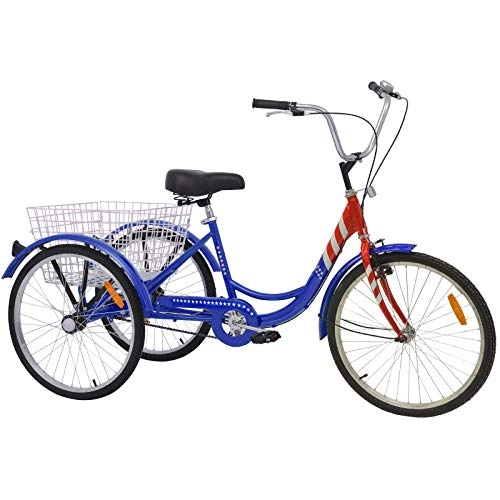 Folding Bike : MOPHOTO Adult Tricycles 1 / 7 Speed Three Wheel Bike Cruise Trike, Adult Tricycle 20 Inch for Men / Women / Seniors