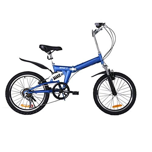 Folding Bike : Mountain Bike, 20" Adult Folding Bik, Hardtail Bicycle for a Path, Trail & Mountains, Black, Steel Frame Adjustable Seat, in 4 Colors, Blue